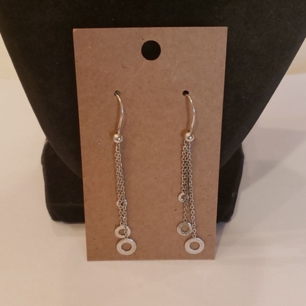 Sterling silver dangle drop circles chain 925